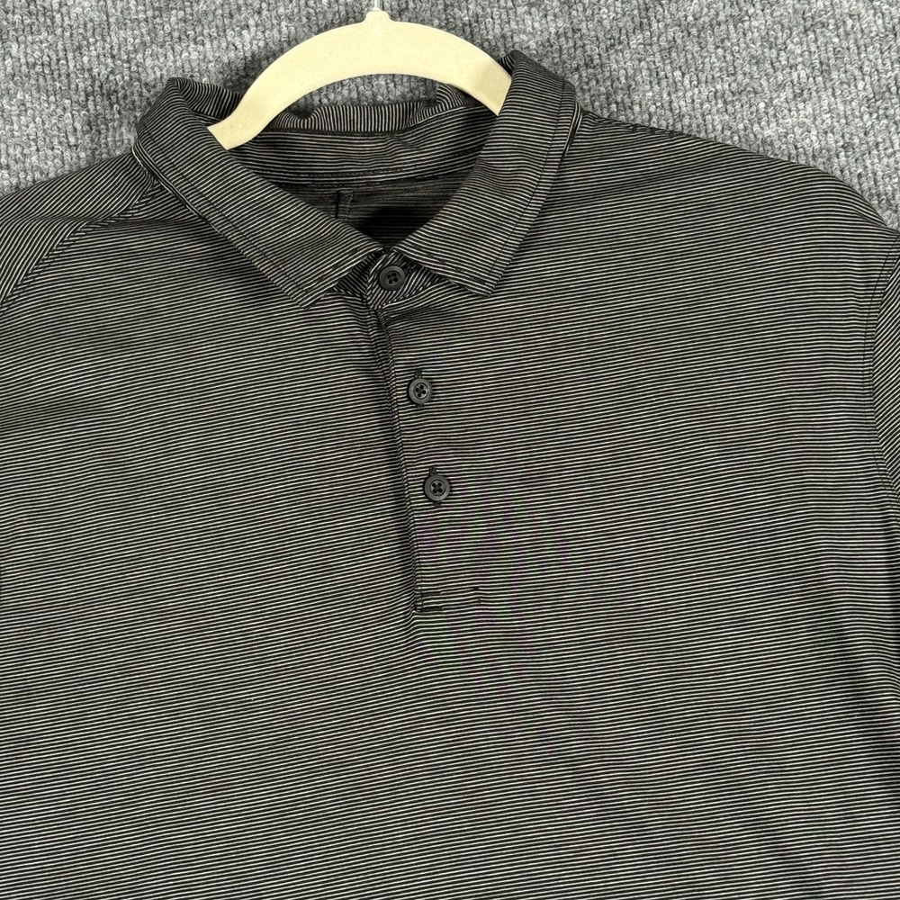 Lululemon Polo Shirt Mens Large Striped Lightweight Athletic‎ Golf Performance